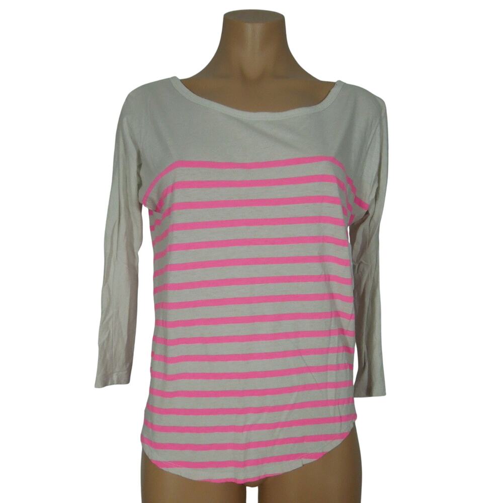 GAP Striped Top XS Womens Loose Fit Light Gray Pink